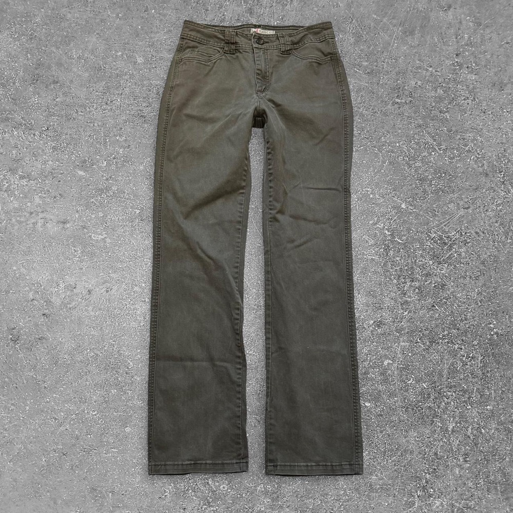 Lee Classic Fit Straight Leg Pants Womens 6 Medium Olive Green Stretch 4603688